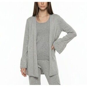 Lane Bryant Cardigan Sweater Size 18/20 Pearls Bell Sleeves Gray Women’s
